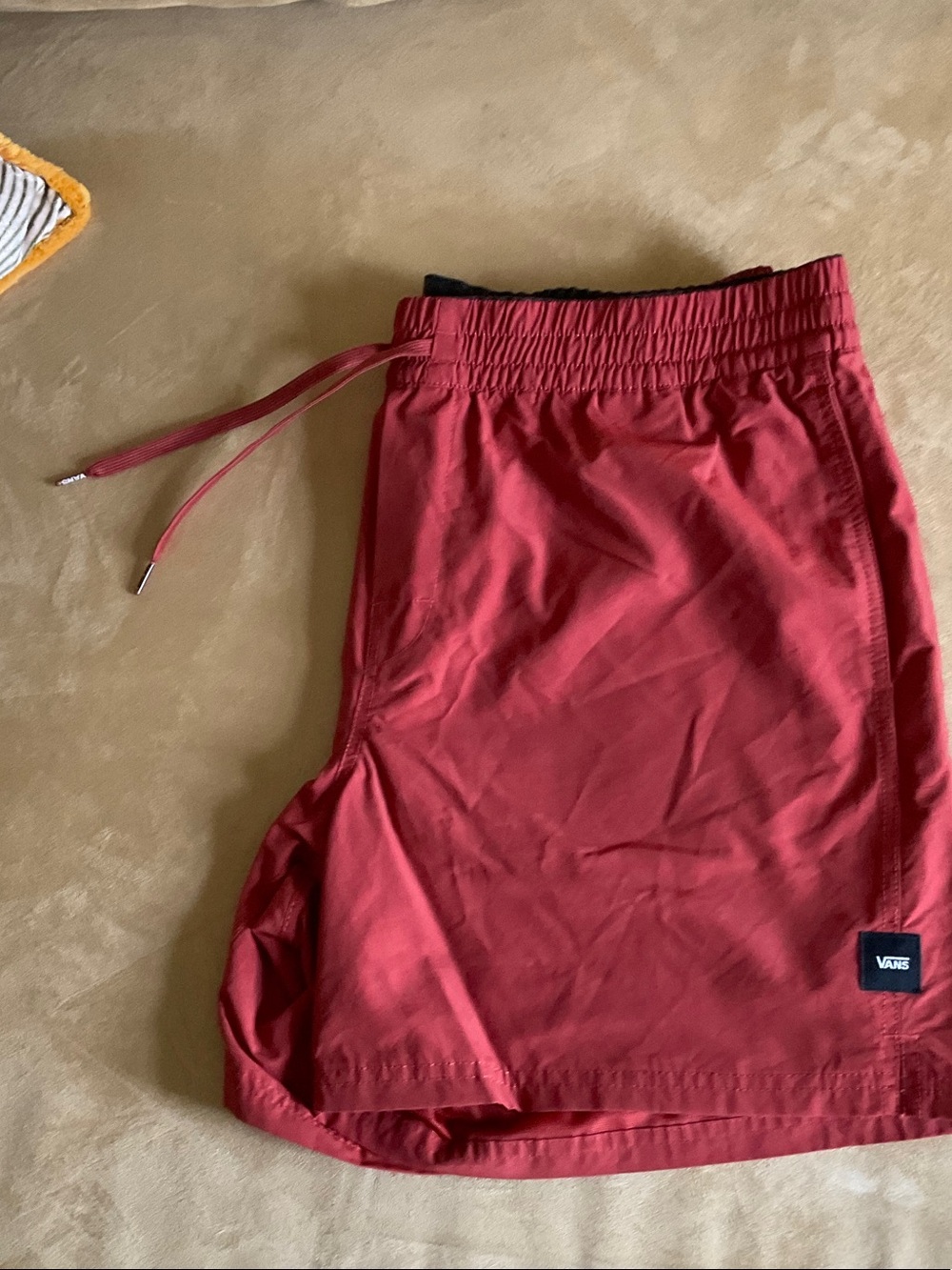 Vans Men's brick Elastic-Waist Athletic Shorts/swim trunks not lined